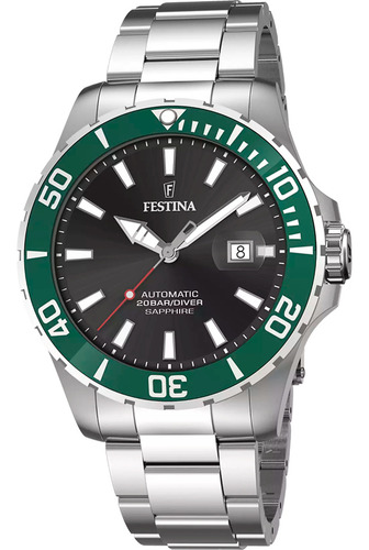 Reloj Festina F20531.2 The Originals Diver 200 Mts Zafiro Gris Plata Verde Negro