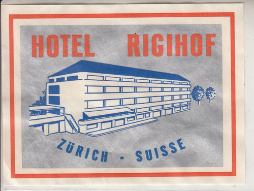 Sticker Luggage De Hotel Rigihof Zurich Suiza Vintage