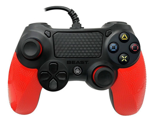 Control Playstation Beast Play Four Alámbrico Usb Vibración Color Rojo