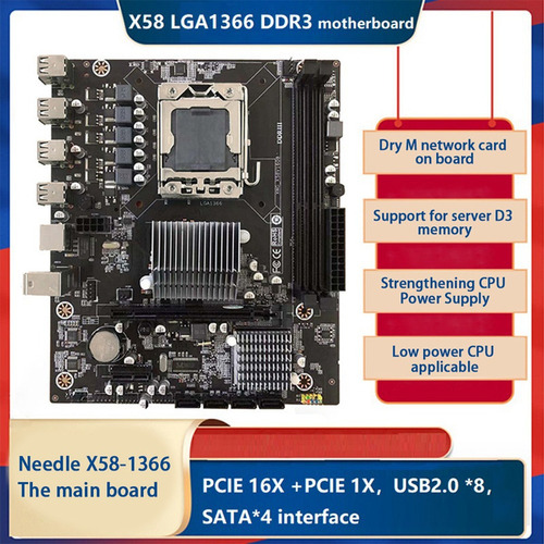 Placa-mãe Para Computador Desktop X58 Lga1366 Pin 2xddr3 32g