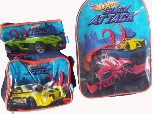 Combo Morral Lonchera Cartuchera Hot Wheels Capi 