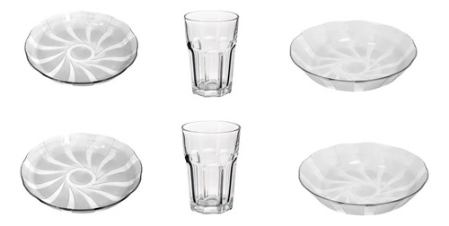 Set Vajilla 2 Pers Platos Galaxia Mas Vaso Vidrio Rigolleau 