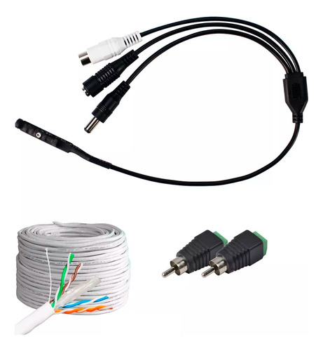 2 Conectores Rca Macho Jr-r591 + Micrófono + Cable Utp 15m