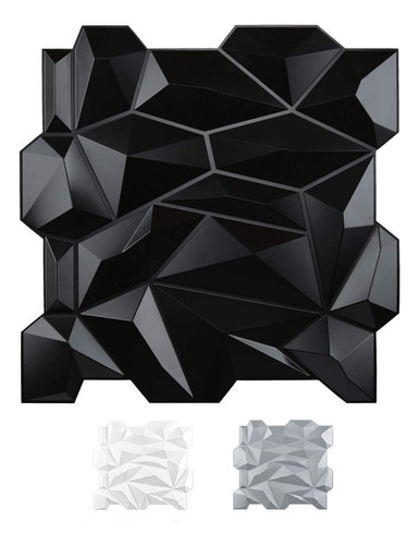 Art3d Panel Pared Diamante Pvc Juego Negro Mate Para
