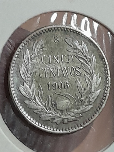 Moneda Chile 5 Centavos 1906 Km#155 Ref 215 Libro 4