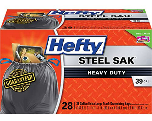 Bolsas De Basura Resistentes Hefty Steel Sak 39 Gal (28 Uds)