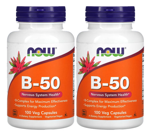 Vitamina B-50 Now Foods Vitaminas Complexo B 100veg Caps 2un Sabor Sem Sabor