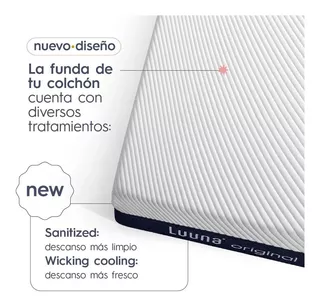 Colchón Luuna Memory Foam, Individual - Hecho En México Color Blanco