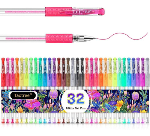 32 Lapiceros Gel Glitter Neon+clasicos Boligrafos 40% +tinta