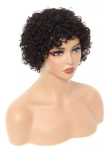 Peruca Bandana Cabelo Humano Preto Cabelo Cacheado
