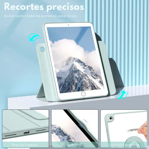 Mr. Gadgets Funda Case Transparente Smart Folio 2 En 1 Magnetico, Antifouling, Compatible Con iPad 7th/ 8th /9th 10.2 Pulgadas Porta Lapices, Soporte Plegable, Color Azul Cielo