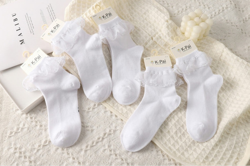 6 Pares Calcetines Blancos Niña Vuelitos Vuelos Bambú 1 A 12