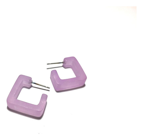 Aretes Cuadrados Pequeños De Lucita Lila Sqsmpu3