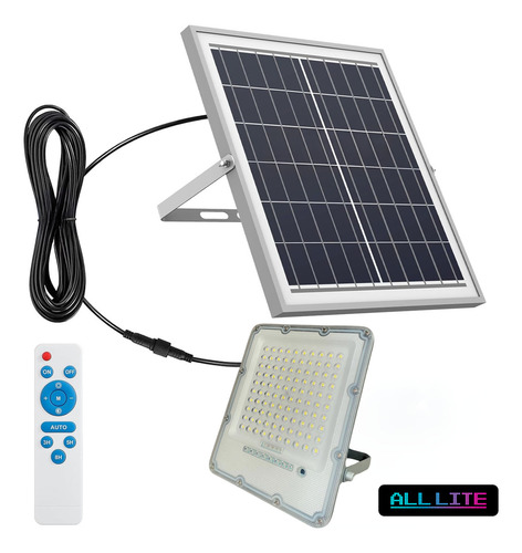 Reflector Solar Exterior Led Luz Fria 100w 100 Leds Ip65 Carcasa Plateado Luz Blanco Frío
