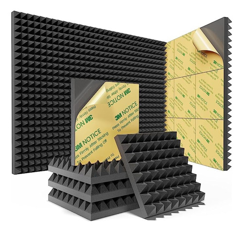 Pack X6 Espuma Panel Acústico Forma Piramidal Auto-adhesivo