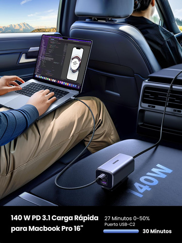 Ugreen Gan 150w Cargador De Coche Usb C Pd3.1 140w, Distribu
