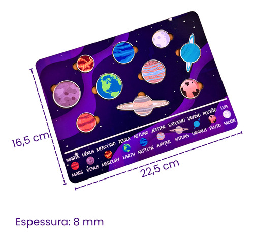 Quebra-cabeça Infantil Com Planetas Sistema Solar Em Mdf
