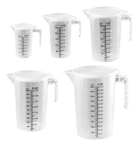 5 Uds Jarra De Agua De Plástico Recipientes Taza Medidora