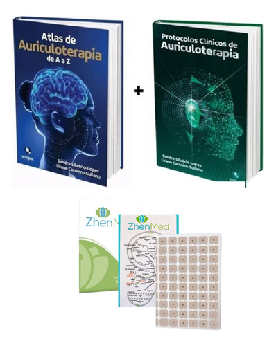 Kit Livros Atlas De A A Z E Protocolos Clínicos De Auriculoterapia - Grátis Placa Com Ponto Auricular