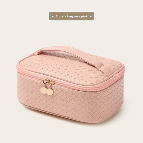 Bolsa De Maquillaje Con Textura Tejida En Poliuretano De Gra