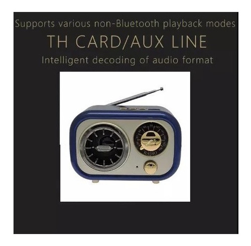 Imagen 3 de 4 de Parlante Vintage Reproductor Retro Bluetooth Altavoz Mini Fm
