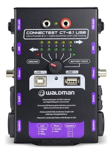 Testador De Cabos De Áudio E Usb Waldman Connectest Ct-8.1