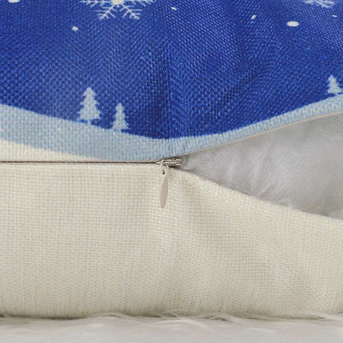 Juego De 4 Funda De Almohada De Sofá Azul Marino Snowflake