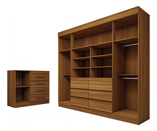 Guarda-roupa Casal Honey 4 Portas 6 Gavetas 1 Porta 4 Cor Marrom
