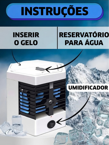 Mini Ar Condicionado Climatizador Portátil Usb Mesa Carro Cor Branco