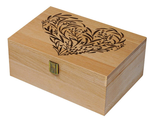 Caja De Recuerdos De Madera Cortada Láser Corazón Flo...