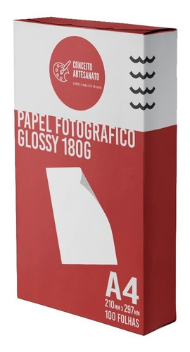 Papel Fotográfico A4 Glossy 180g 100 Folhas Premium