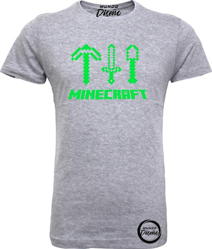 Polera De Hombre Manga Corta Minecraft Supervivencia