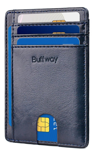 Billetera De Hombre Ultra Fina Buffway Azul