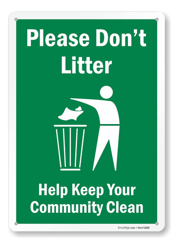 Help Keep Your Community Clean  14 X 10  Aluminio Laminado