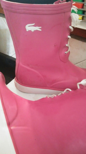 Botas Lluvia Lacoste Mujer Rosas Impecables De Verdad!!
