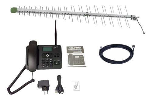 Antena + Telefone Celular Fixo Mesa Rural 4 Band E Dual Chip