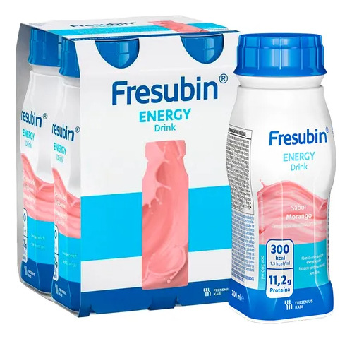 Fresubin Energy Drink 200ml - Morango - Kit Com 4 Morango