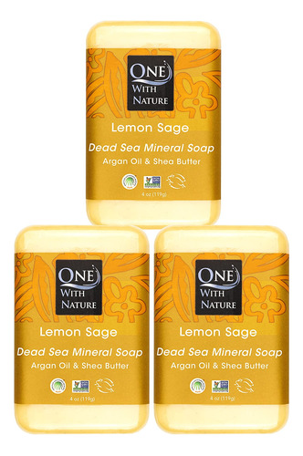 Dead Sea Salt Lemon Sage 4 Oz Jabón De 3 Unidades, Sal Del.