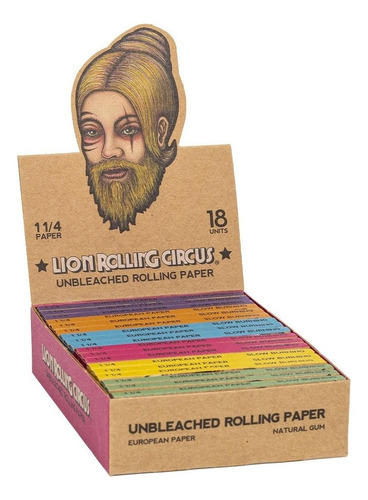 Papelillo Lion Rolling Circus Unbleached, 1 1/14 Aqua Live 