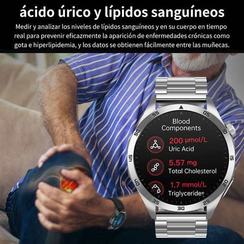 Blood Sugar Smart Watch 2024 Bezel Steel Black Reloj inteligente para hombre