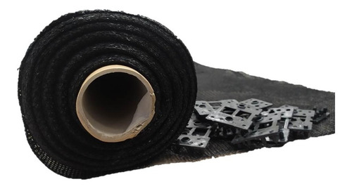 Media Sombra Negra Rollo - 25 Mts X 2,10 Ancho + 50 Broches