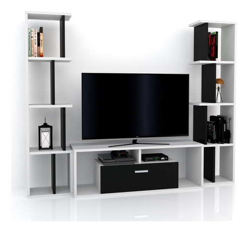 Modular Centro De Entretenimientos Mesa Lcd Led Antibes Color Marrón