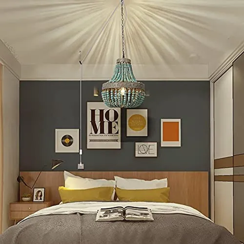 Newrays wood on sale bead chandelier