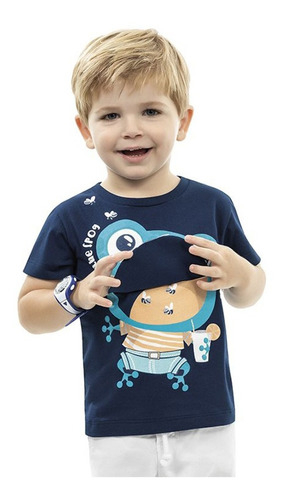 Camiseta Infantil Masculina Bebê Vida Sapo Abre Aba Kamylus