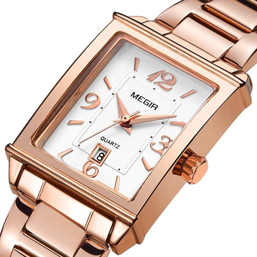 Megir 1079 Reloj Cuadrado Informal Con Calendario For Mujer