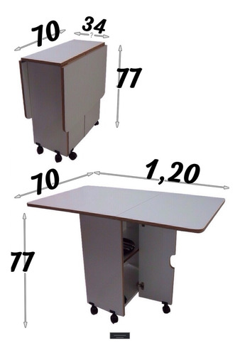 Imagen 2 de 5 de Mesa Plegable Esquinas Redoneadas Con Estante Interior