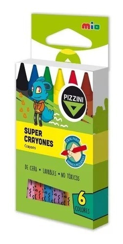 Crayones Pizzini X6 Colores Gruesos No Toxicos Jumbo Super 