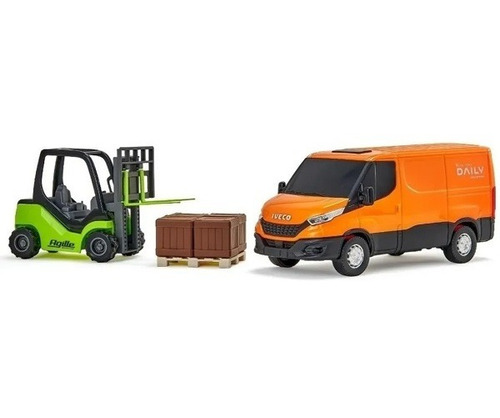 Van Com Empilhadeira Iveco Daily Laranja E Verde Usual