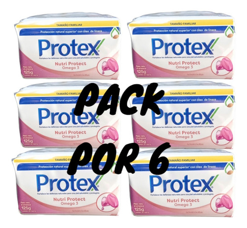 Pack X 6 Jabón Protex Barra Antibacterial Omega 3 / 125gr