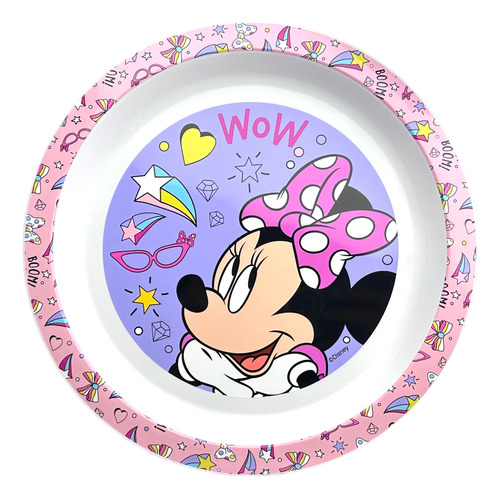 Plato Plano Niñas Minnie Mouse Melamina Bpa Free